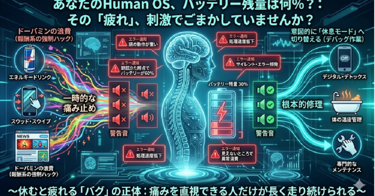 【Human OS 解析】その「なんとなく疲れた」、刺激でエラー通知を消していませんか？ 〜「未病」という隠れバグをデバッグする〜｜ Life ...