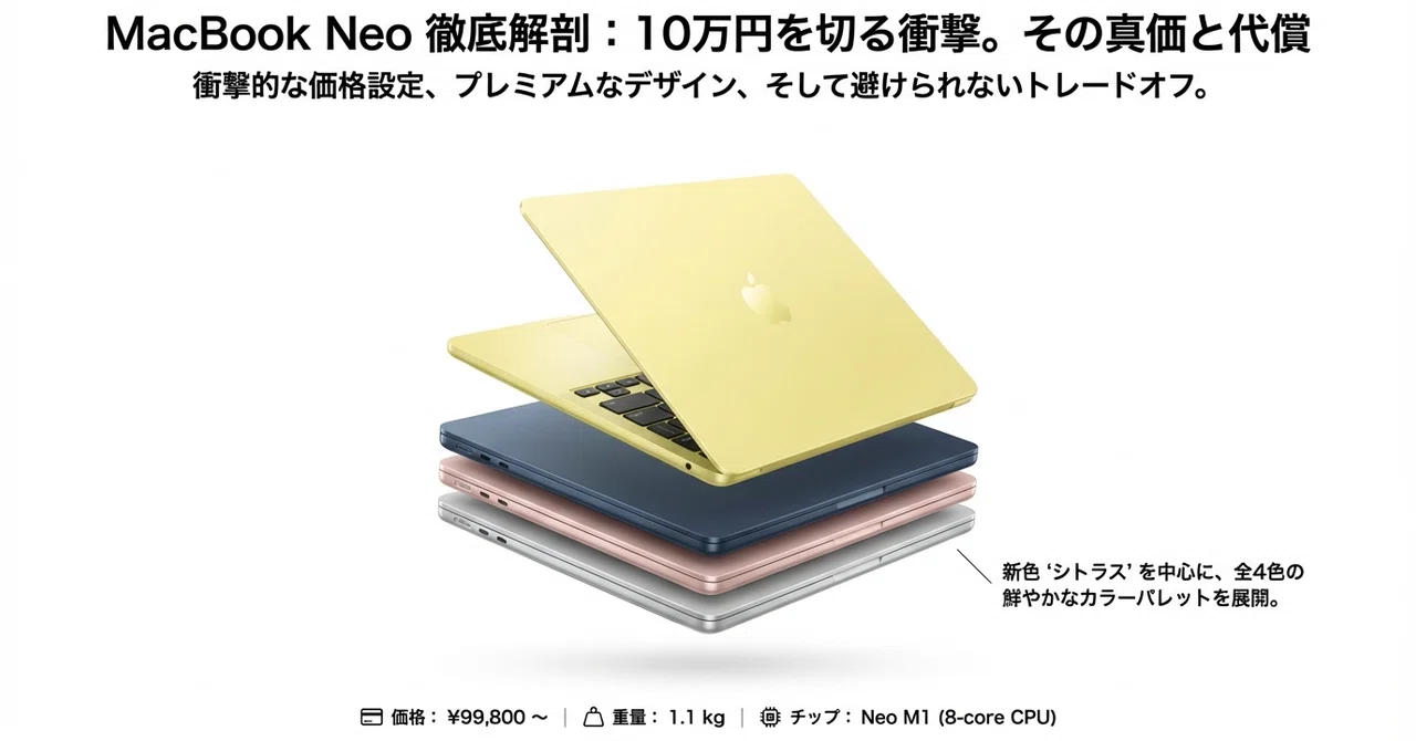 10万円を切る新型「MacBook Neo」登場！気になるスペックと「省かれた 