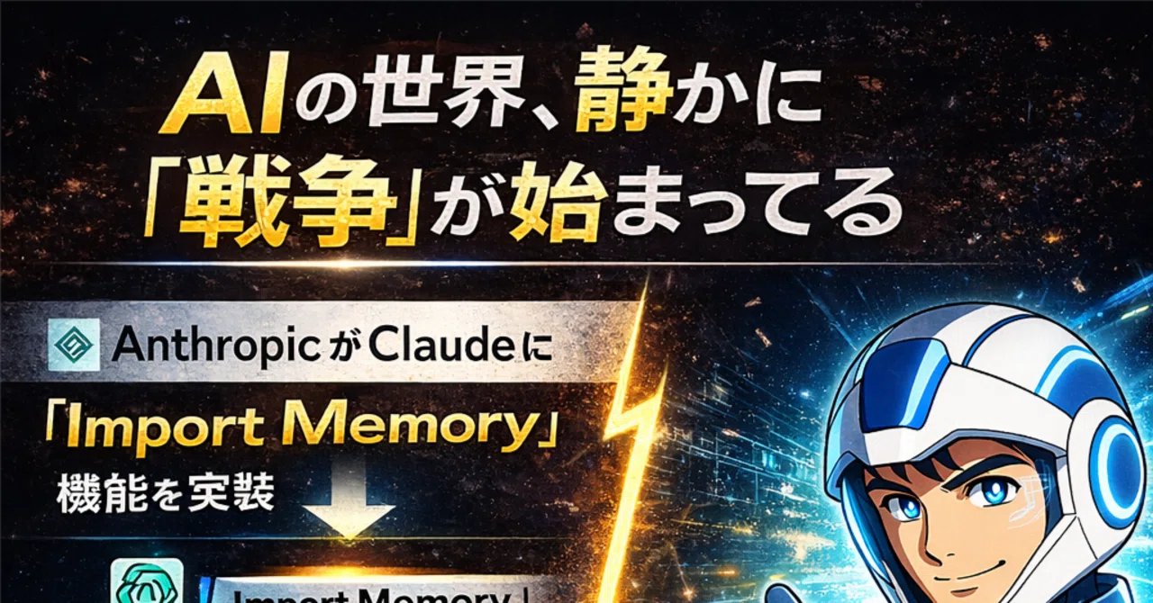 Claudeに「Import Memory」という機能を実装。AI乗り換え戦争の兆し。｜ちょっとGPT