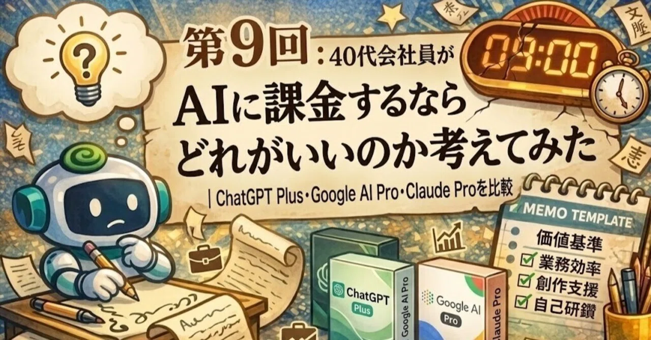 第9回：40代会社員がAIに課金するならどれがいいのか考えてみた