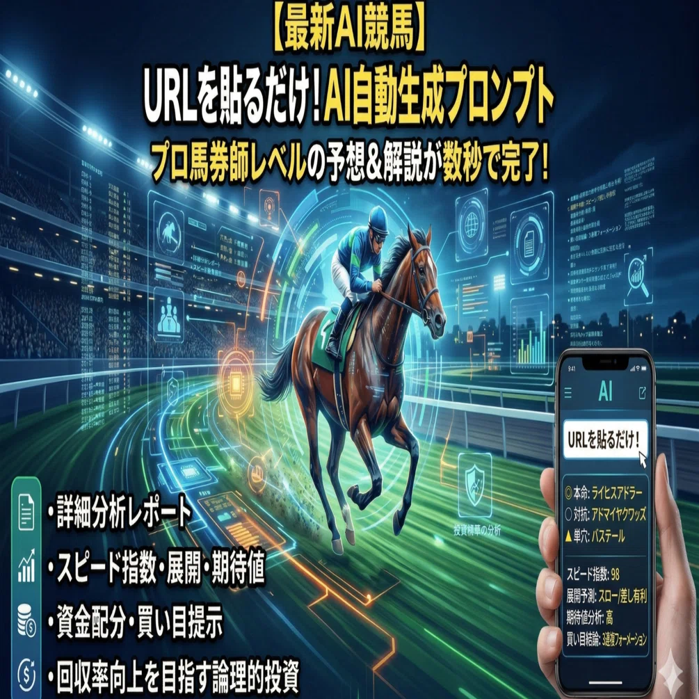 最新AI競馬】ずっと使えてURLを貼るだけ！プロ馬券師レベルの予想