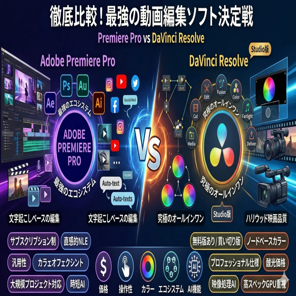 2026年最新版】DaVinci Resolve vs Premiere Pro：動画編集の二大巨頭