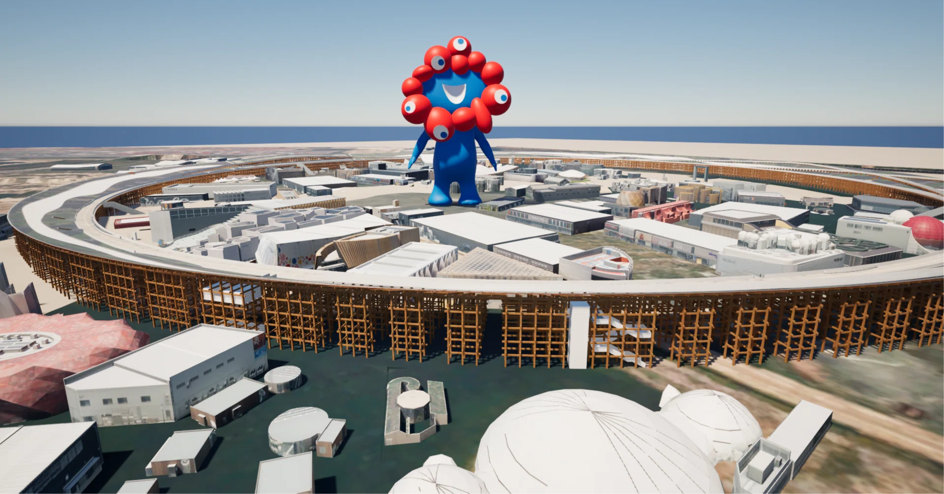 PLATEAUで公開された大阪・関西万博の3D建物モデルにミャクミャク他を