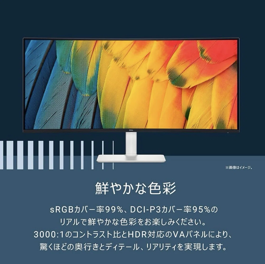 視界が広がり、首にも優しい - 34インチ曲面モニターDell S3425DW-A