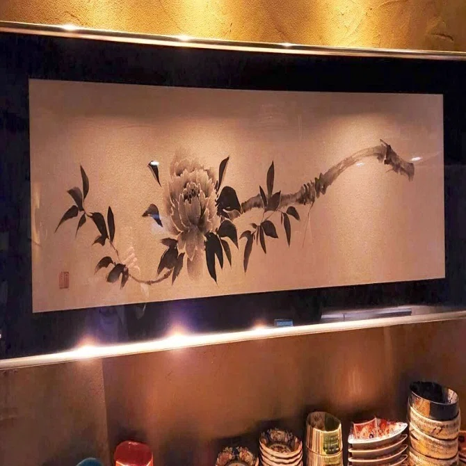 山茶花の水墨画の制作（没骨法）｜書画の魔術師 一健