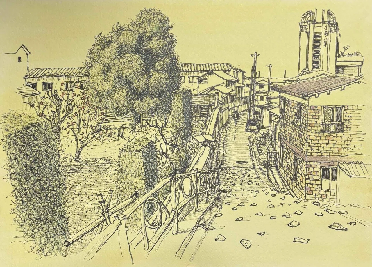 春田心斎作　【アレジア風景】 1975年 〈巴里スケッチ〉フランス いろんな場所でスケッチ｜nemnem4646