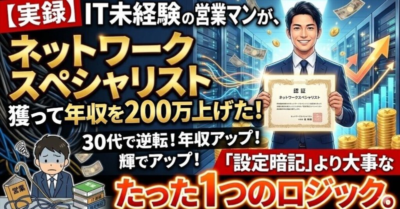 【実録】IT未経験の営業マンが、30代で「ネットワークスペシャリスト」を獲って年収を200万上げた「設定暗記より大事な」たった1つのロジック。