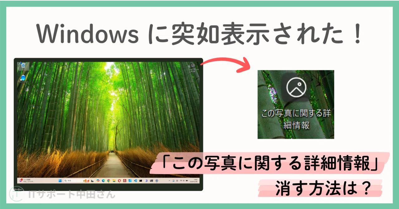 Windows のデスクトップに突如表示された「この写真に関する詳細情報