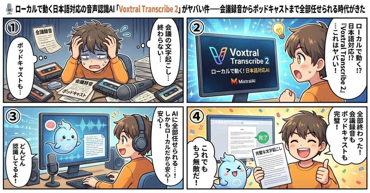 🎙️ ローカルで動く日本語対応の音声認識AI「Voxtral Transcribe 2