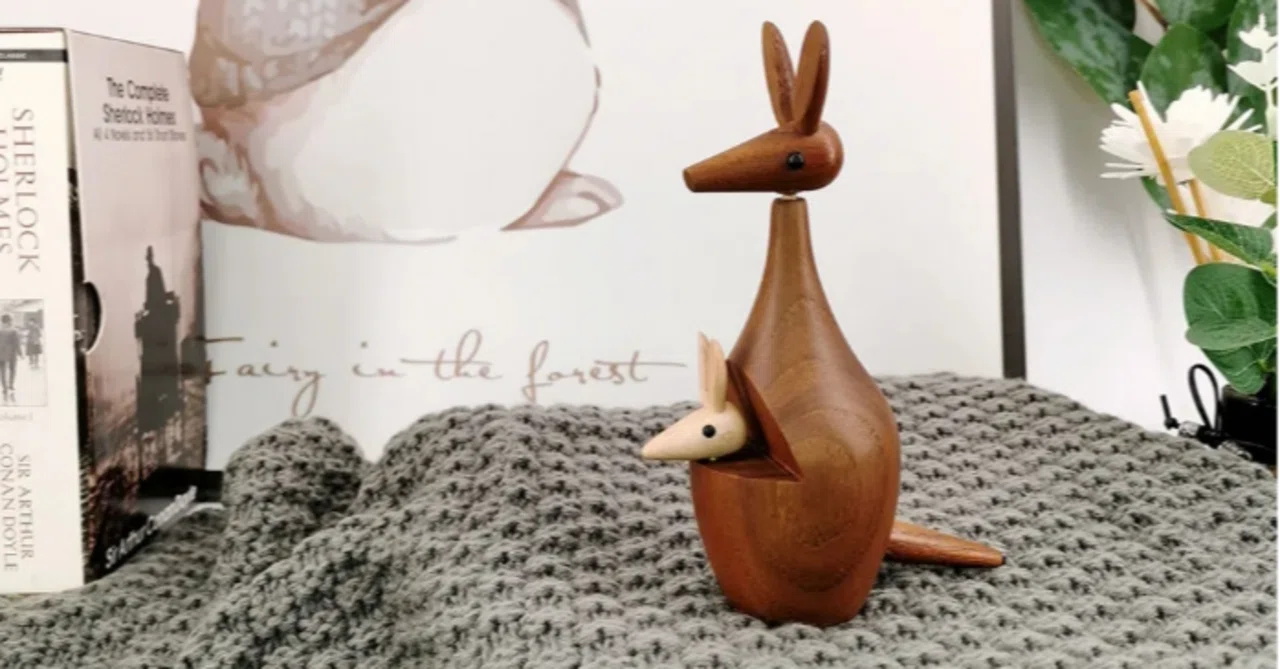 美品】カンガルー 陶器 オブジェ 置物 インテリア 工芸品 美術品 A3383