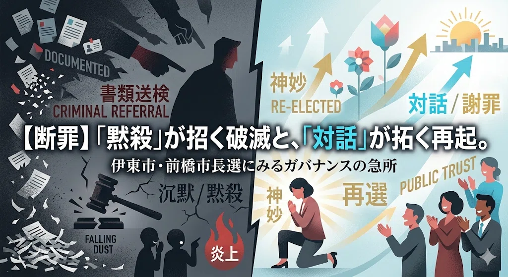 【断罪】「黙殺」が招く破滅と、「対話」が拓く再起。伊東市・前橋市長選にみるガバナンスの急所|コーニ