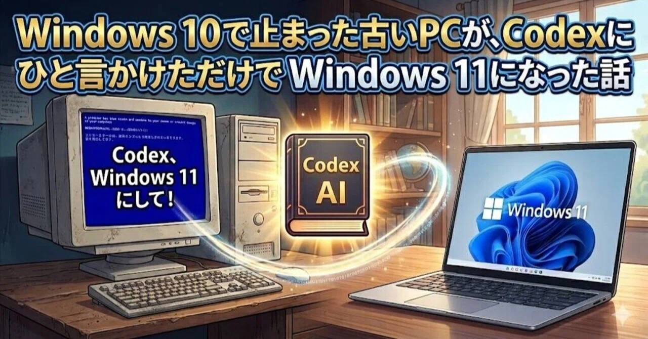 Win10で止まった古いPCが、Codexにひと言かけただけでWindows 11になっ 