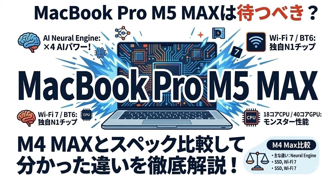 MacBook Pro M5 MAXは待つべき？M4 MAXとスペック比較して分かった違い
