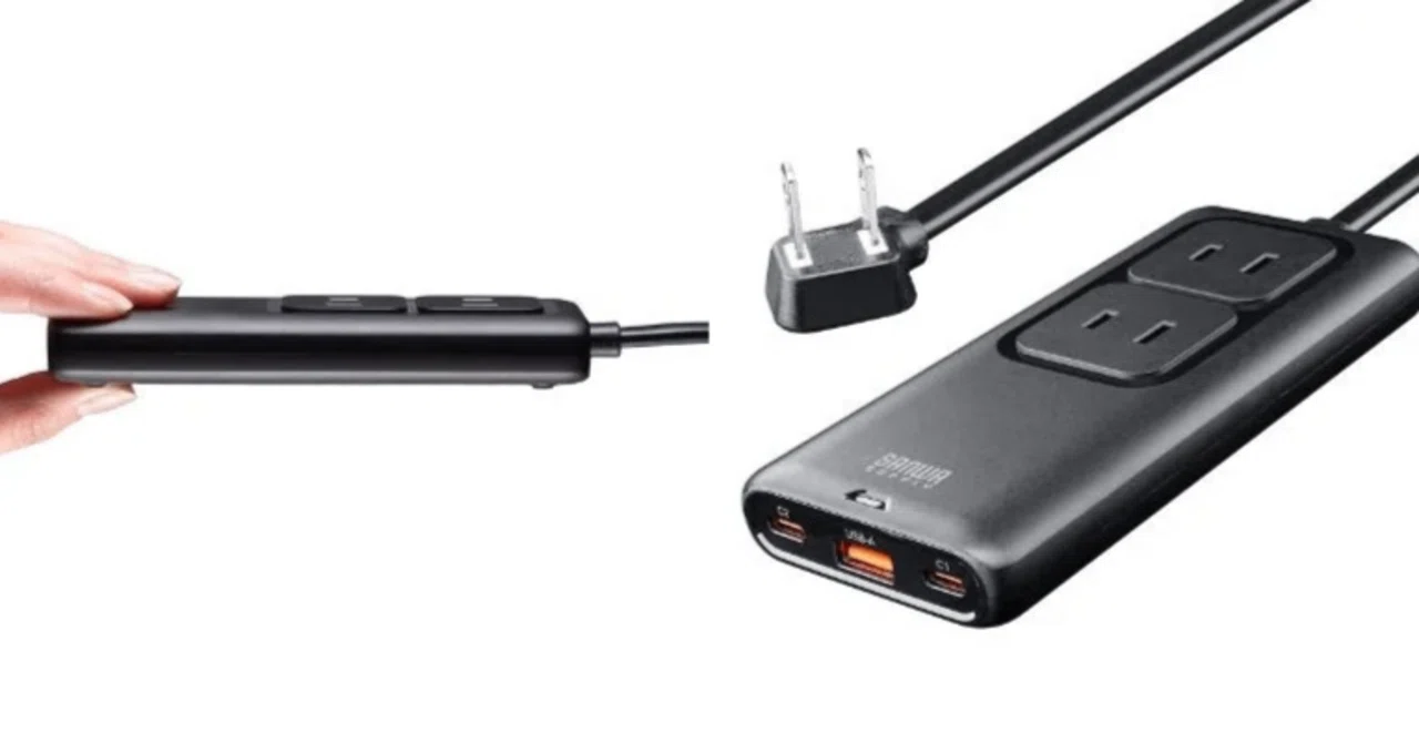 700-TAP092BK解説】サンワダイレクトの超薄型18mm・GaN電源タップが