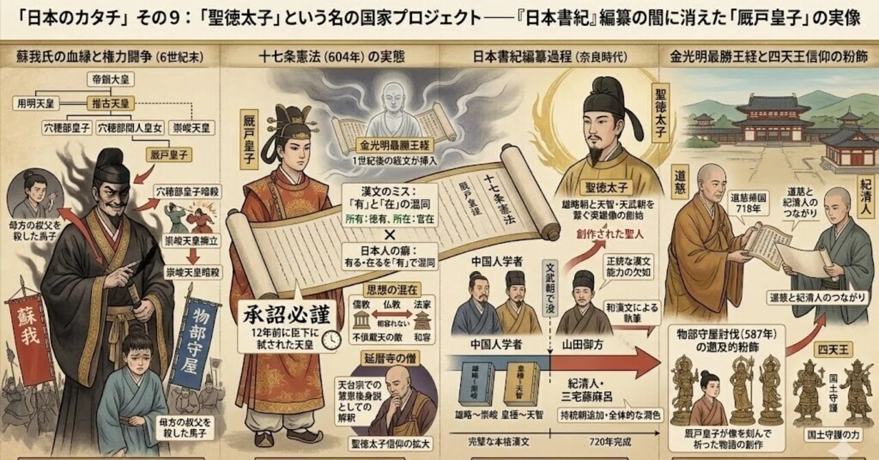 「日本のカタチ」 その9 ～「聖徳太子」という名の国家プロジェクト：『日本書紀』編纂の闇に消えた「厩戸皇子」の実像｜池知正昭