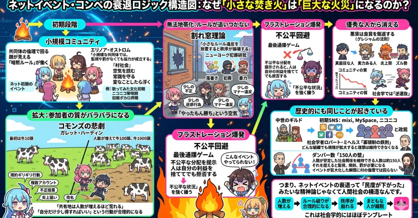 ボカコレ・歌コレが衰退する仕組み。巨大化→無法地帯と化した