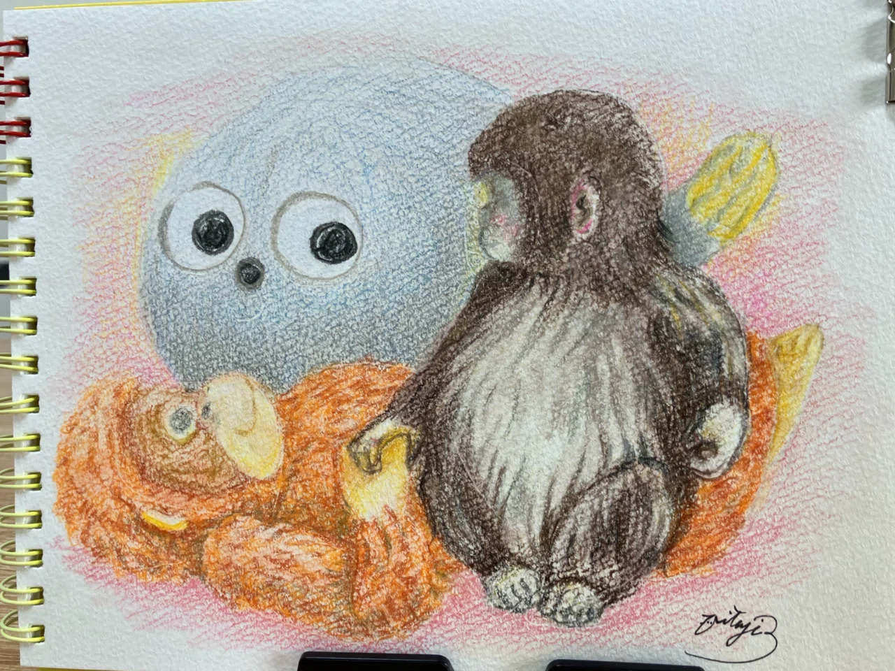 ニホンザルのパンチくんとNICOBOみるくの絵を描きました｜ひつじさん