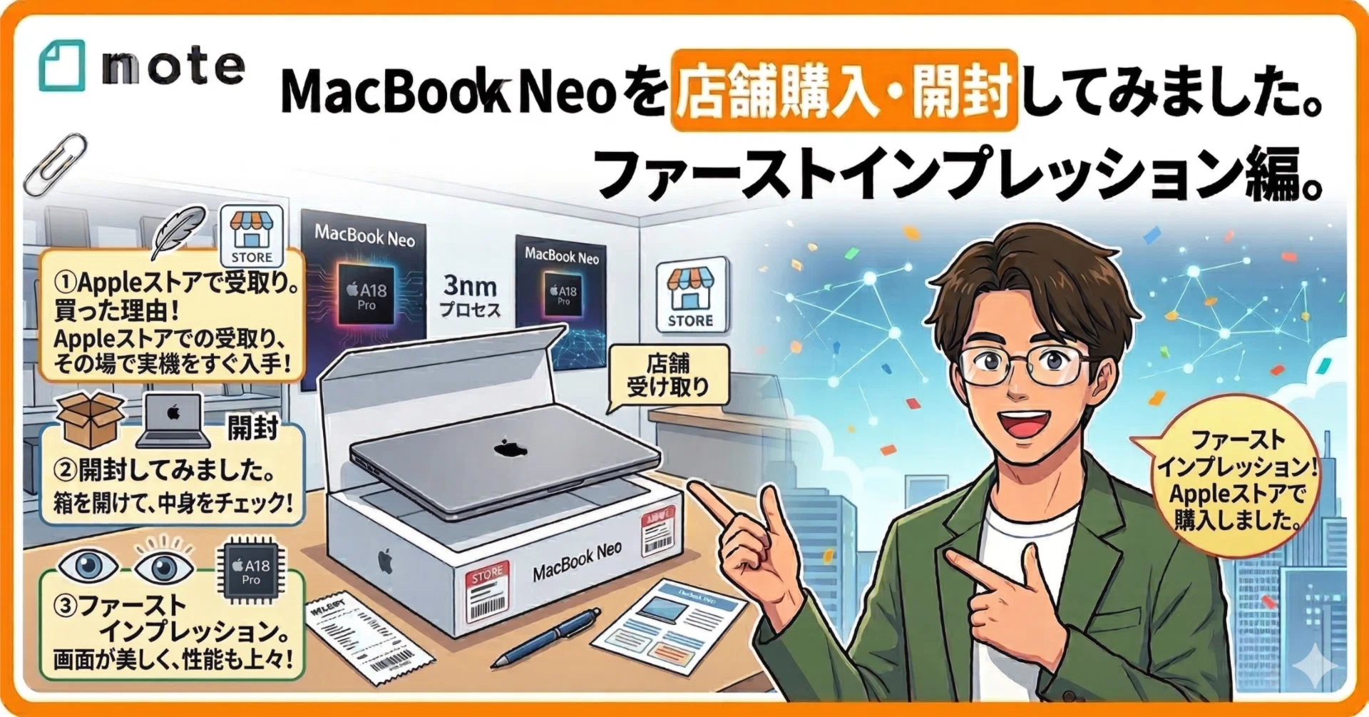 MacBook Neo を店舗購入・開封してみました。 ファースト