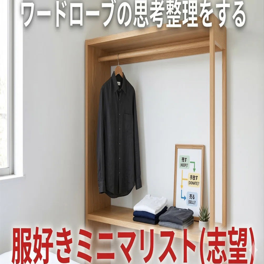 整理中　服好きすぎる人 服好きミニマリスト(志望)、 ワードローブの思考整理をする｜G新井
