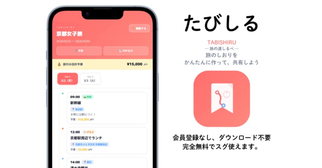 旅 の しおり アプリ