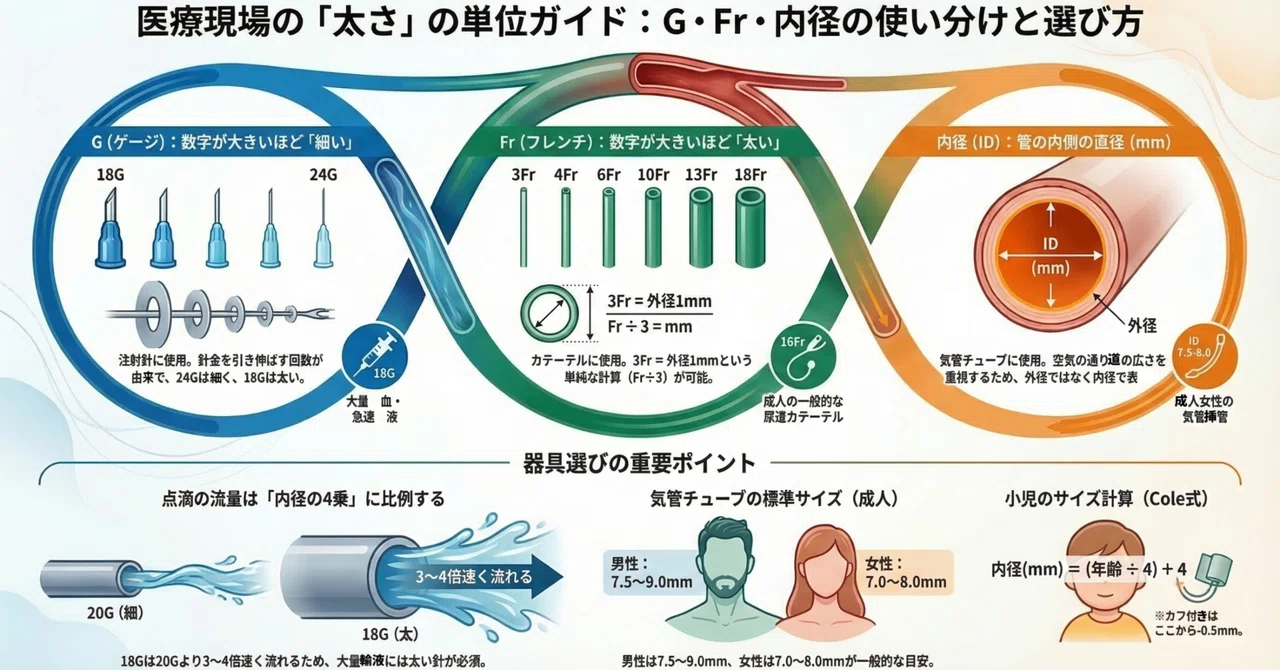 医療で使う「太さ」の単位を理解する：点滴・挿管チューブの選び方まで解説｜麻酔科M