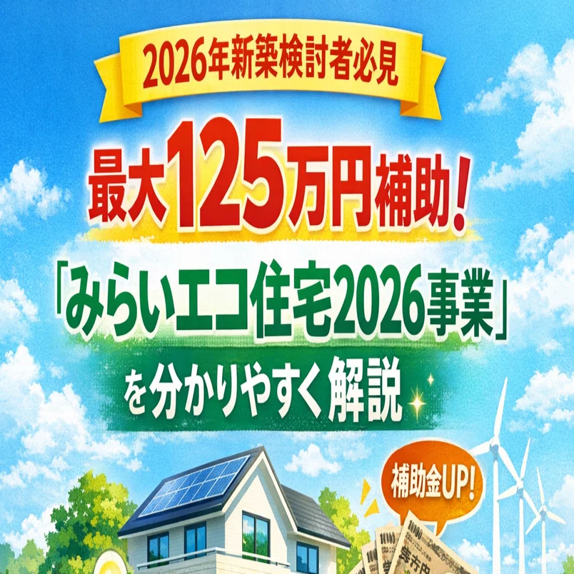 2026年新築検討者必見】最大125万円補助！「みらいエコ住宅2026事業