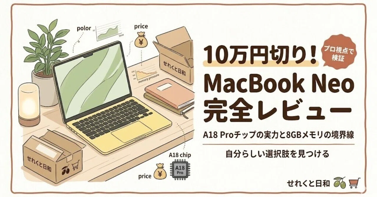 MacBook Neoは最適か。10万円のA18 Pro機で自分らしい正解を見つける