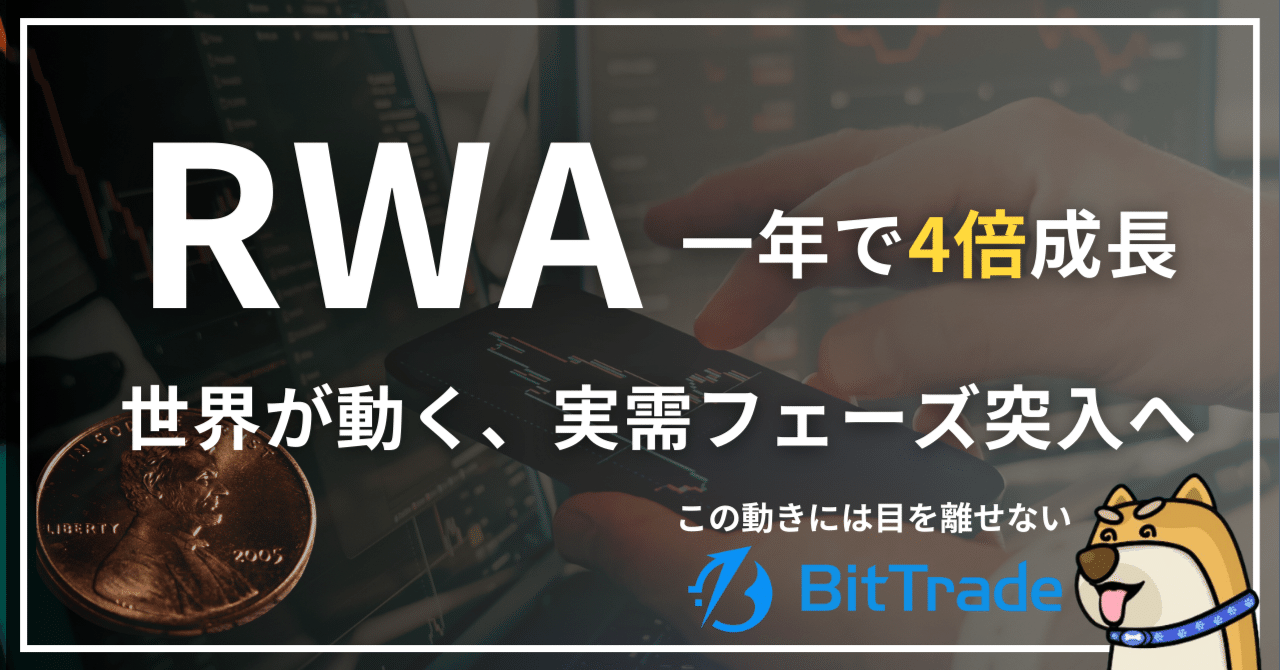 RWAは1年で4倍成長、250億ドル突破で世界が本気で動き始める、実需フェーズ突入へ── ビットトレードマーケットレポート
