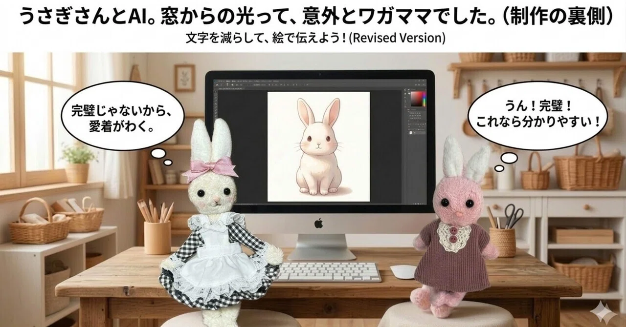 うさぎさんとAI。窓からの光って、意外とワガママでした。｜umy_syu