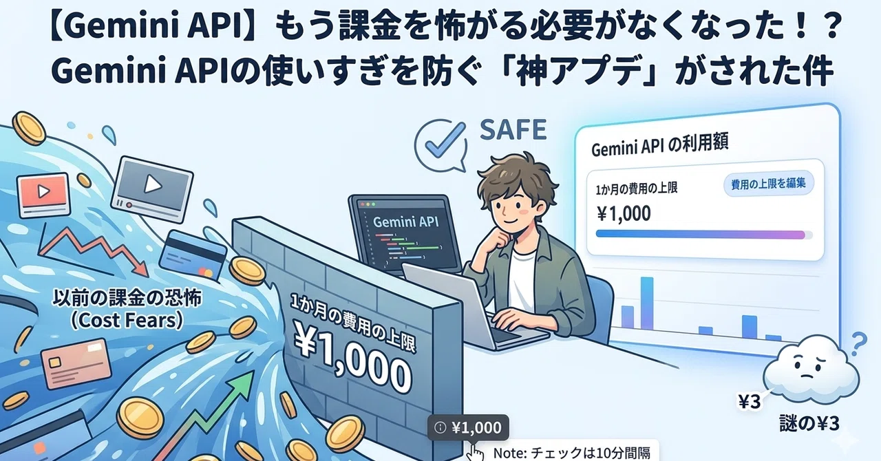 Gemini API】もう課金を怖がる必要がなくなった！？ Gemini APIの使い