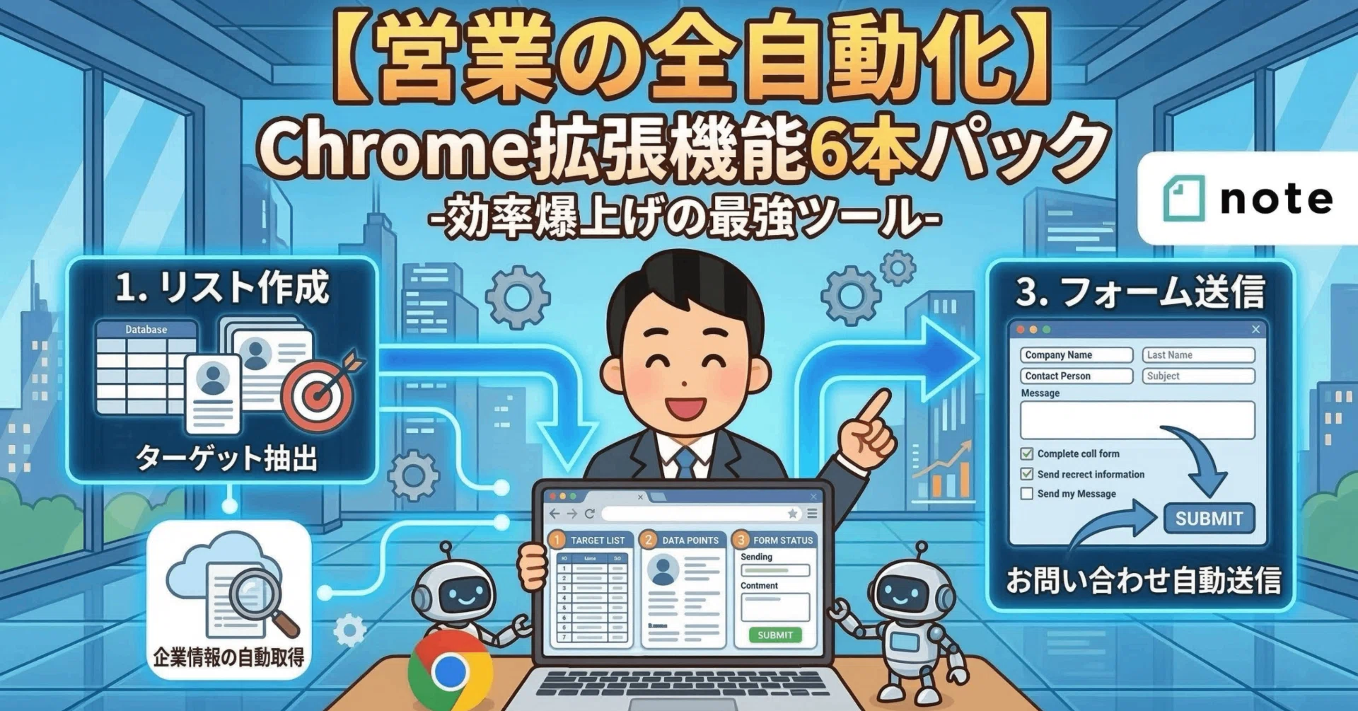 営業の自動化】Chrome拡張機能6本パック｜リスト作成→情報収集 