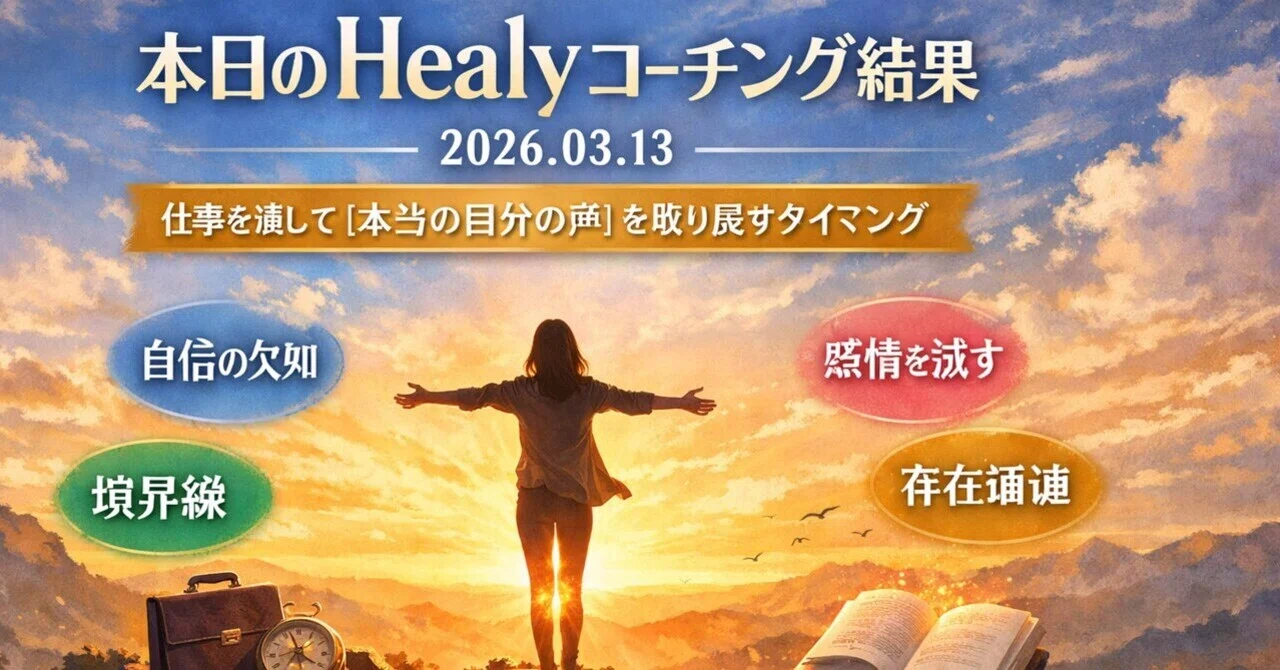 Today's Healy Coaching Results 2026.03.13 - The Timing to Reclaim Your ...