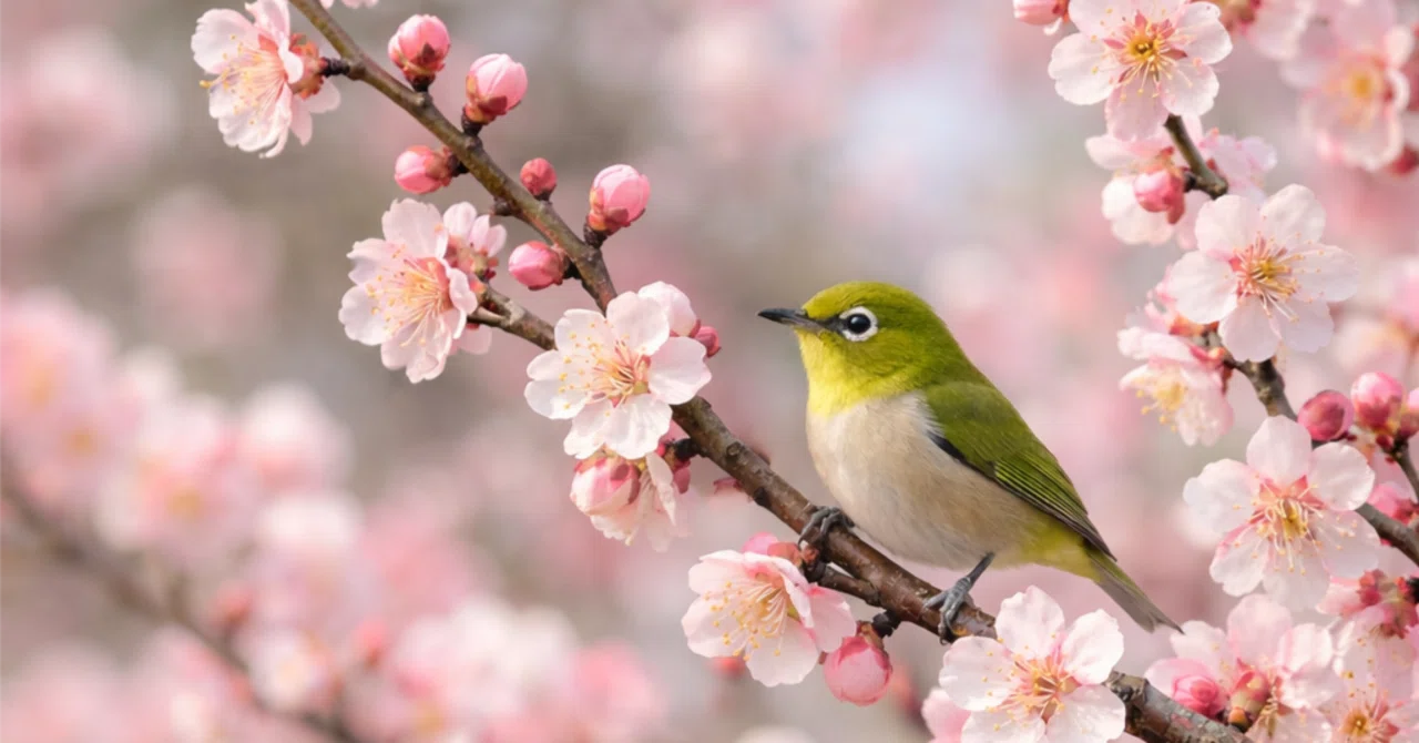 春の気配とメジロ🐦｜まきっち