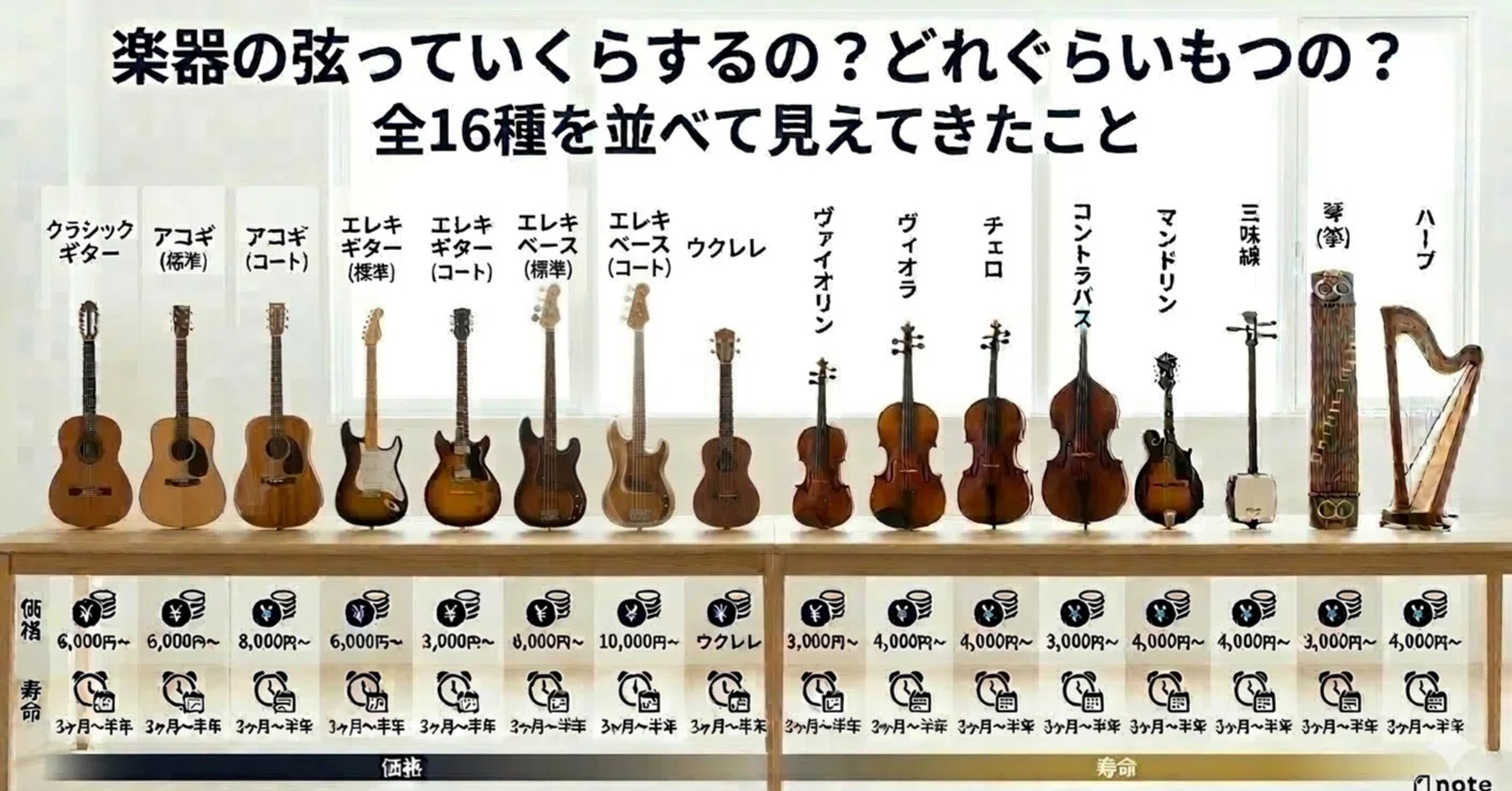 楽器の弦っていくらするの?どれぐらいもつの? 全16種を並べて見え 楽器の弦っていくらするの?どれぐらいもつの? 全16種を並べて見え