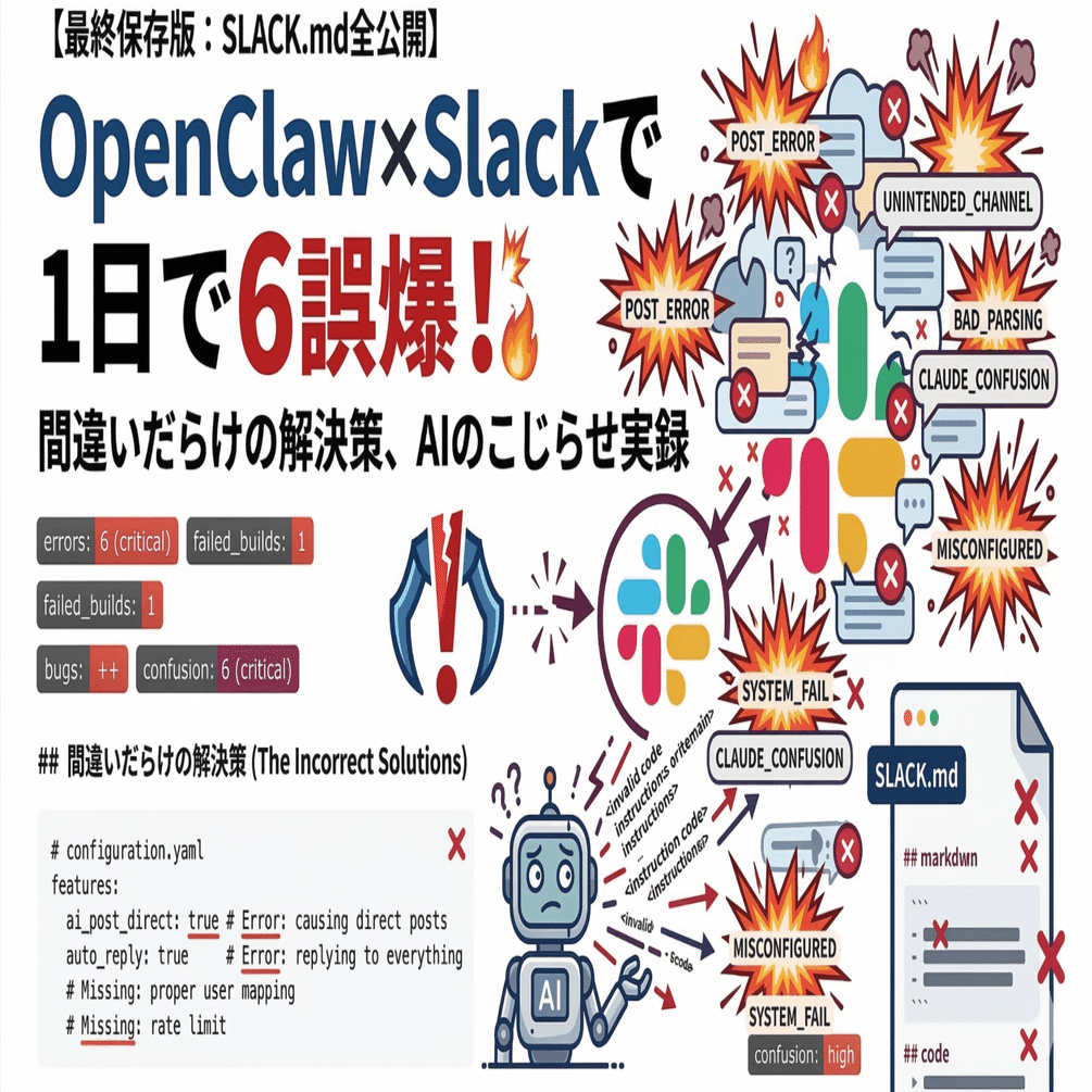 最終保存版：SLACK.md全公開】OpenClaw×Slackで1日で6誤爆！間違い