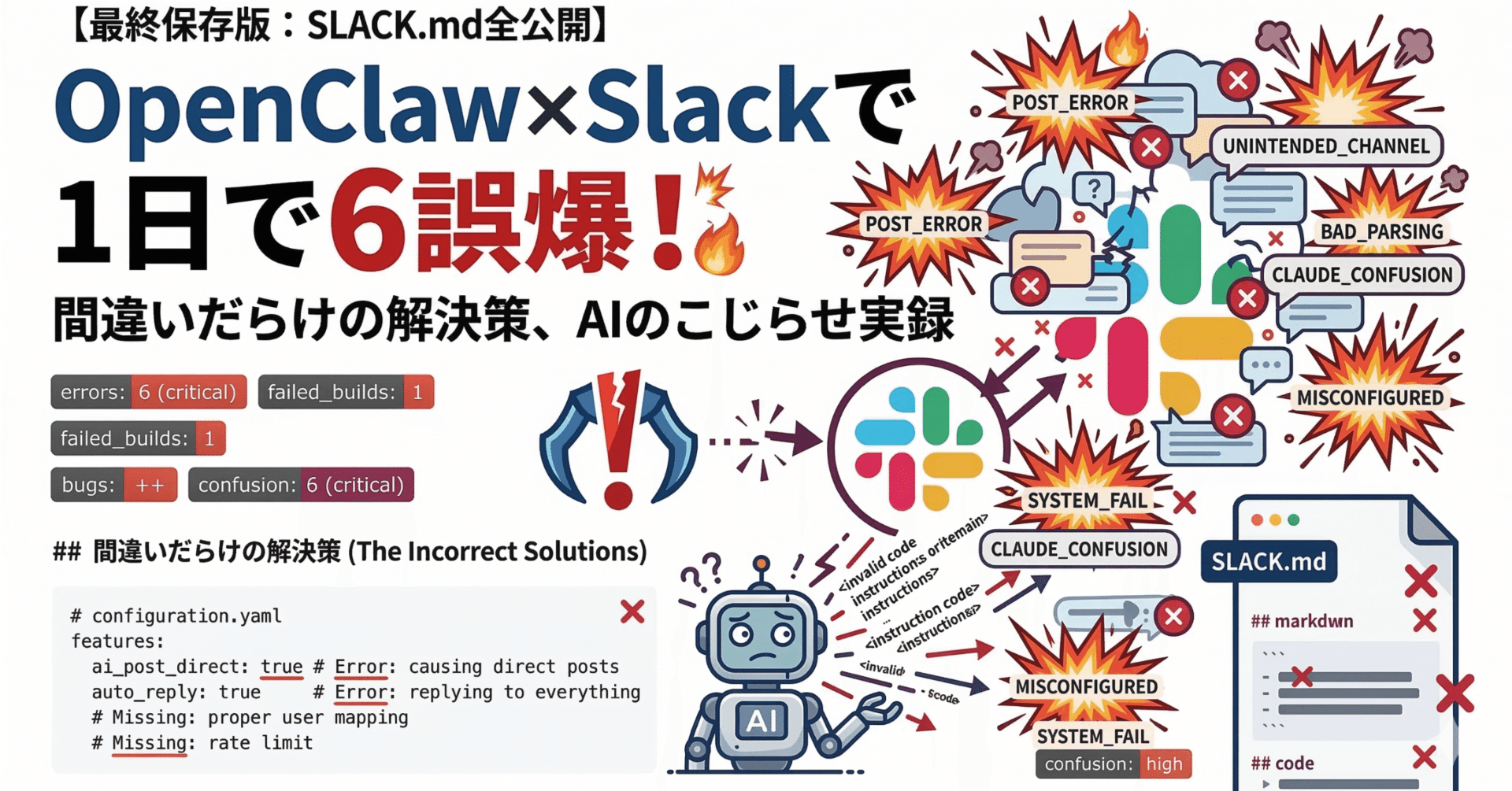 最終保存版:SLACK.md全公開】OpenClaw×Slackで1日で6誤爆!間違い 最終保存版:SLACK.md全公開】OpenClaw×Slackで1日で6誤爆!間違い