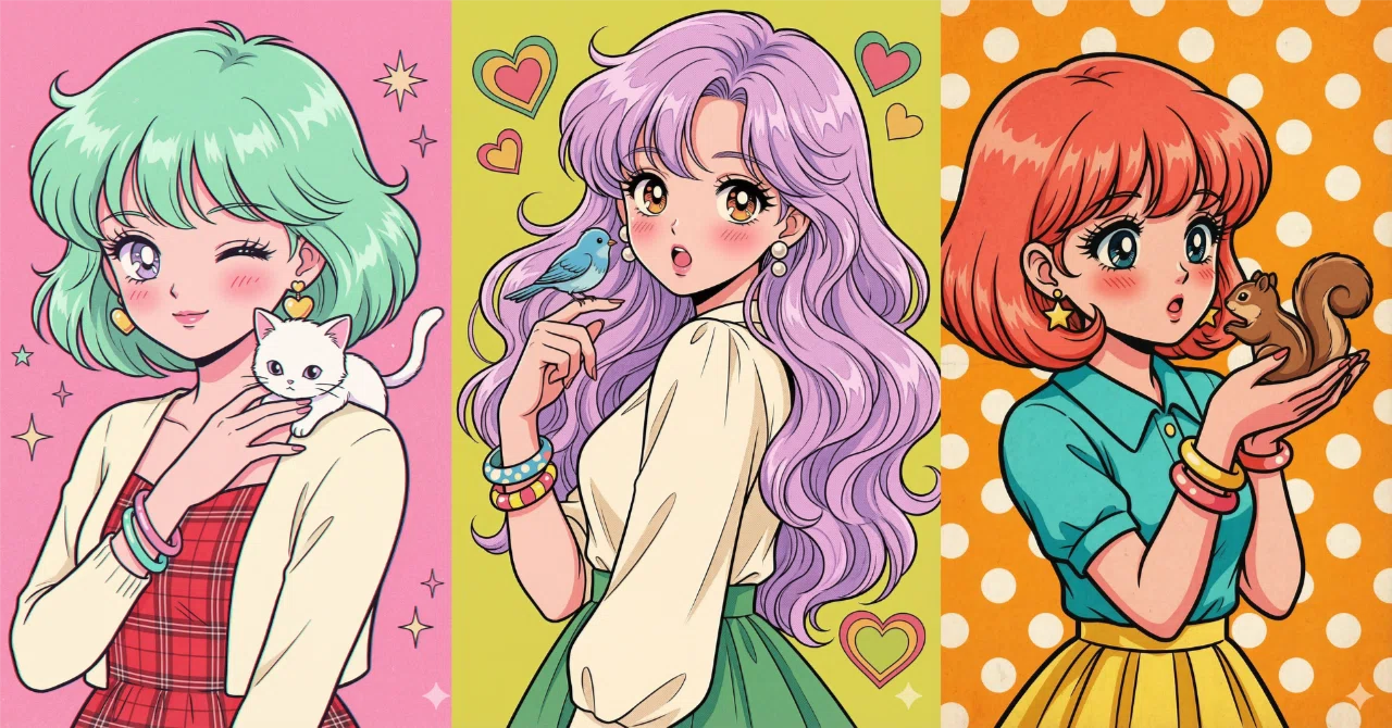 Nano Bananaで「レトロなアニメ風女の子」をつくってみた！プロンプト6