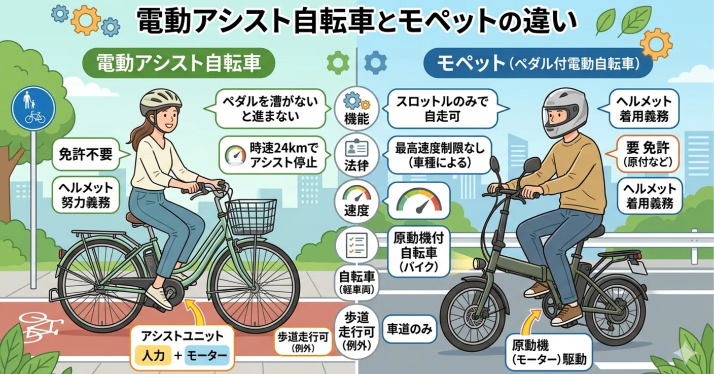 違いが分かりますか？「電動アシスト自転車とモペット」｜fitenao 電動 
