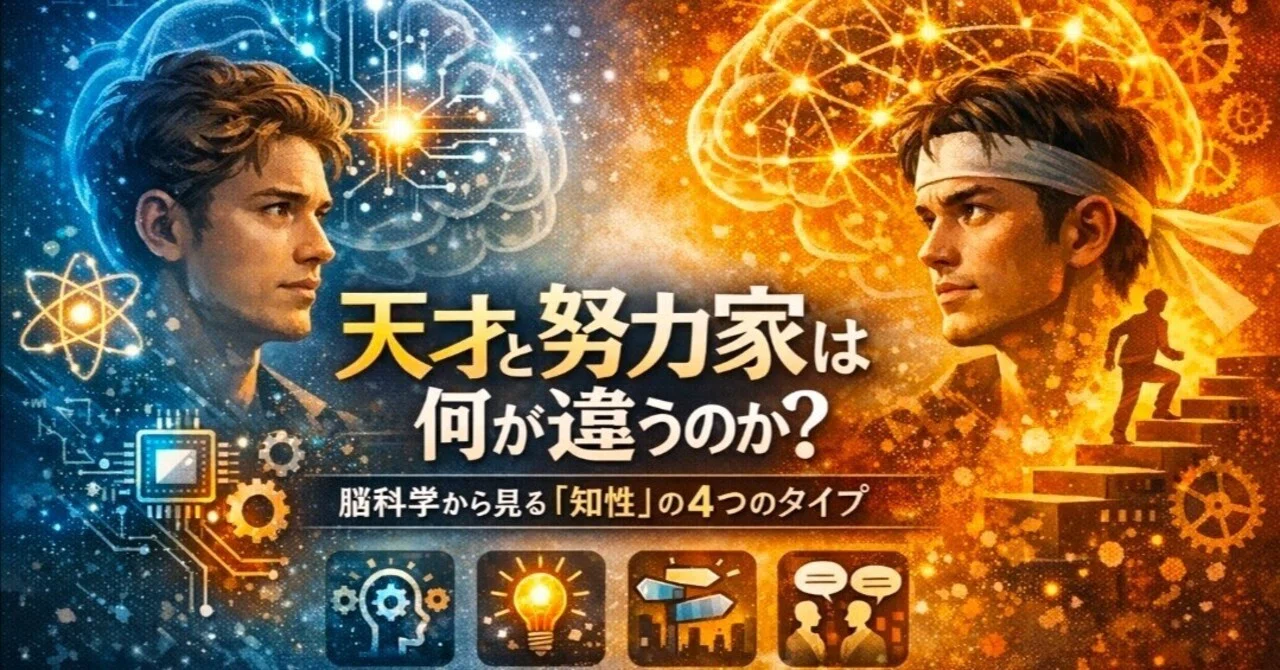 天才と努力家は何が違うのか?脳科学から見る「知性」の4つのタイプ|AJ
