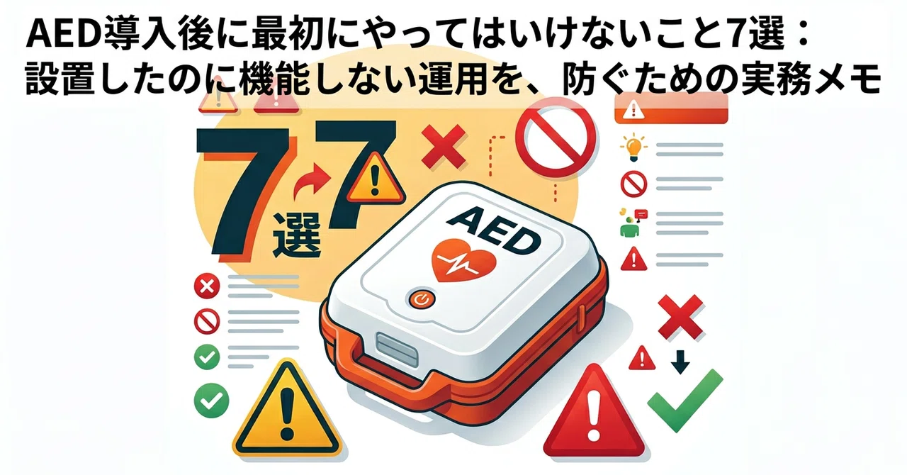 AED導入後に最初にやってはいけないこと7選：設置したのに機能しない運用を、防ぐための実務メモ｜サステナメディカル|AED配置設計・運用