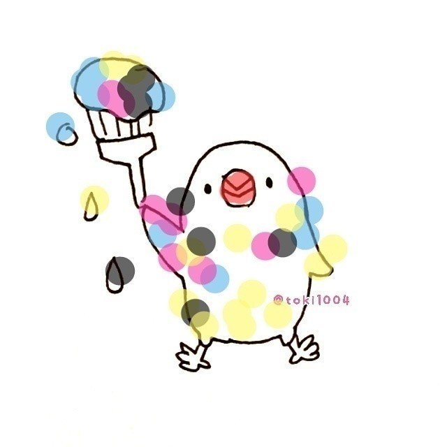 今 ペンキまみれ 超楽しい 絵 イラスト イラストレーター お絵描き ドローイング 一発描き ボールペン 文鳥 Bird らくがき ペンキ アート アーティスト イラストレーターとき Note