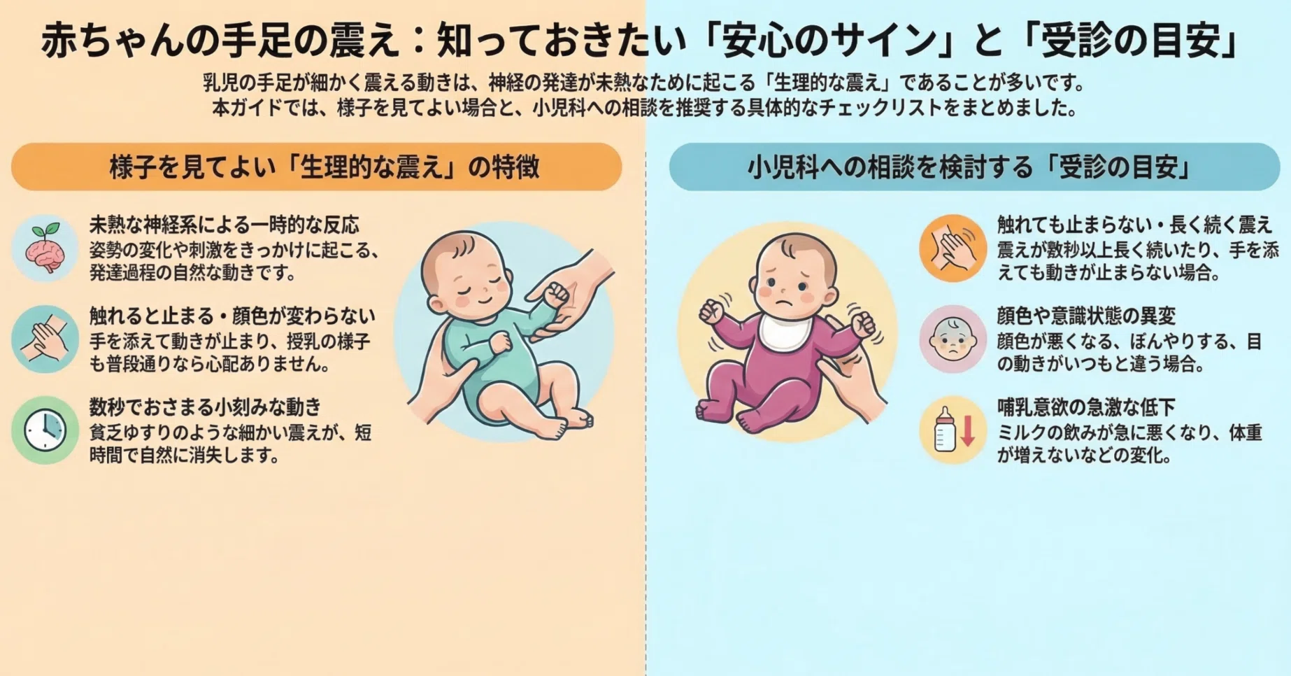 赤ちゃんが小刻みに震える原因とは？危険な痙攣の見分け方と受診目安