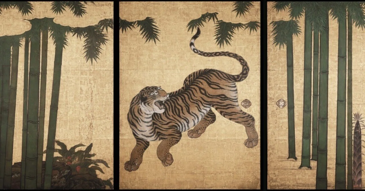 妙心寺展」出品作③ 狩野山楽・山雪《竹林猛虎図襖》江戸時代 天球院