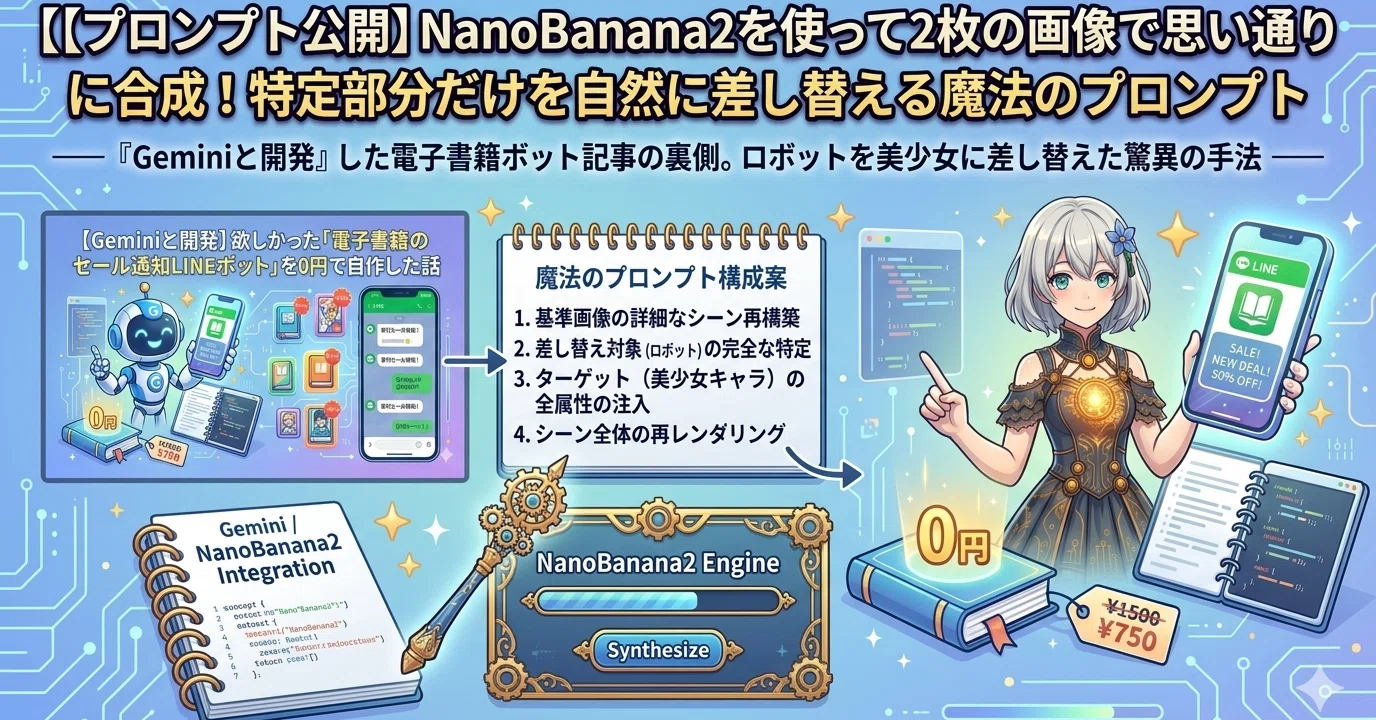 プロンプト公開】NanoBanana2を使って2枚の画像で思い通りに合成！特定 