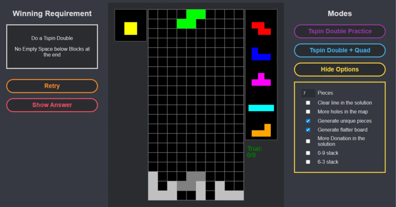 テトリス練習サイト、T-Spin Puzzleを生成AIでちょっとだけ改変した｜61び
