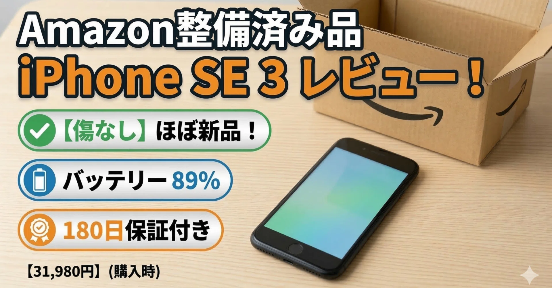 iPhoneSE第3️⃣です！本体のみ！　傷なし！稼働 実体験】Amazon整備済み品 iPhone SE 3 レビュー！ 傷なし・バッテリー