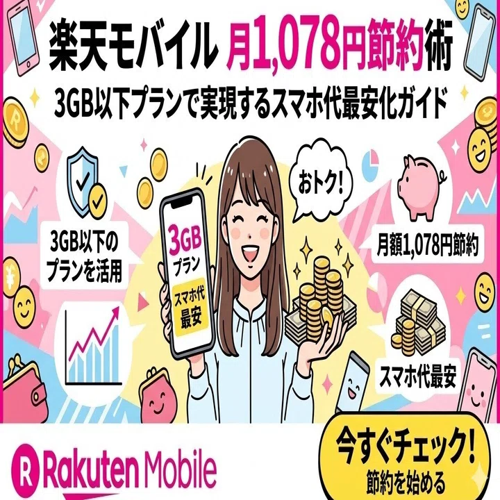 楽天モバイル 月1078円で節約術！3GB以下プランで実現するスマホ代最安