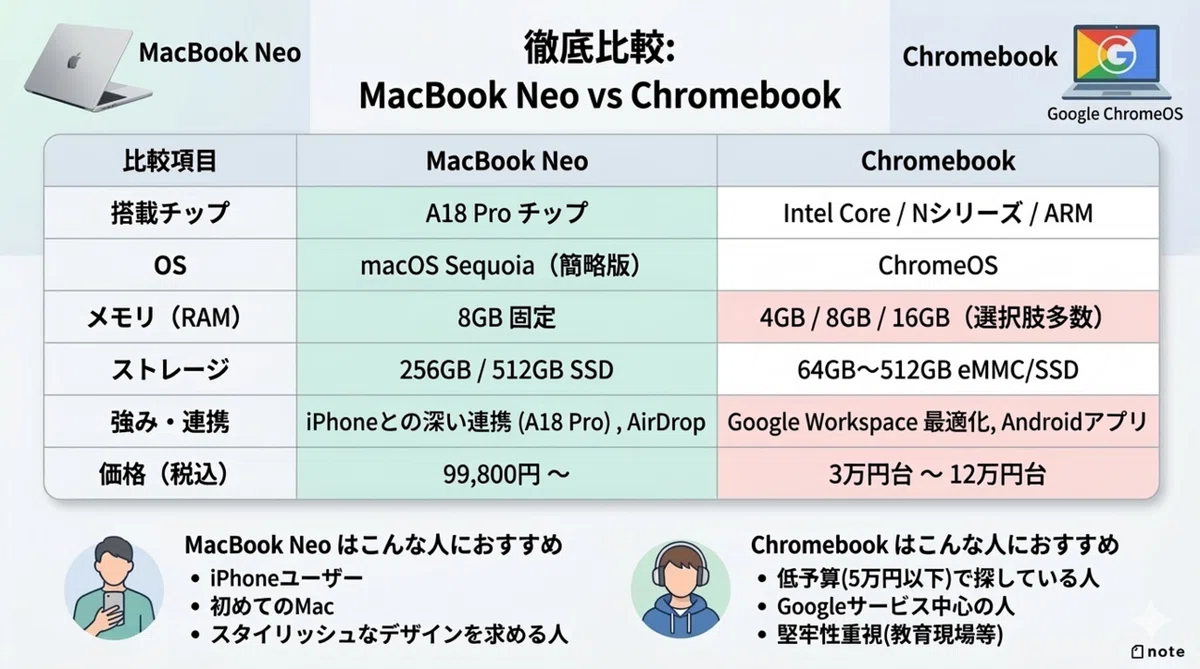 番外編】10万円Macの衝撃「MacBook Neo」と「Chromebook」を徹底比較し