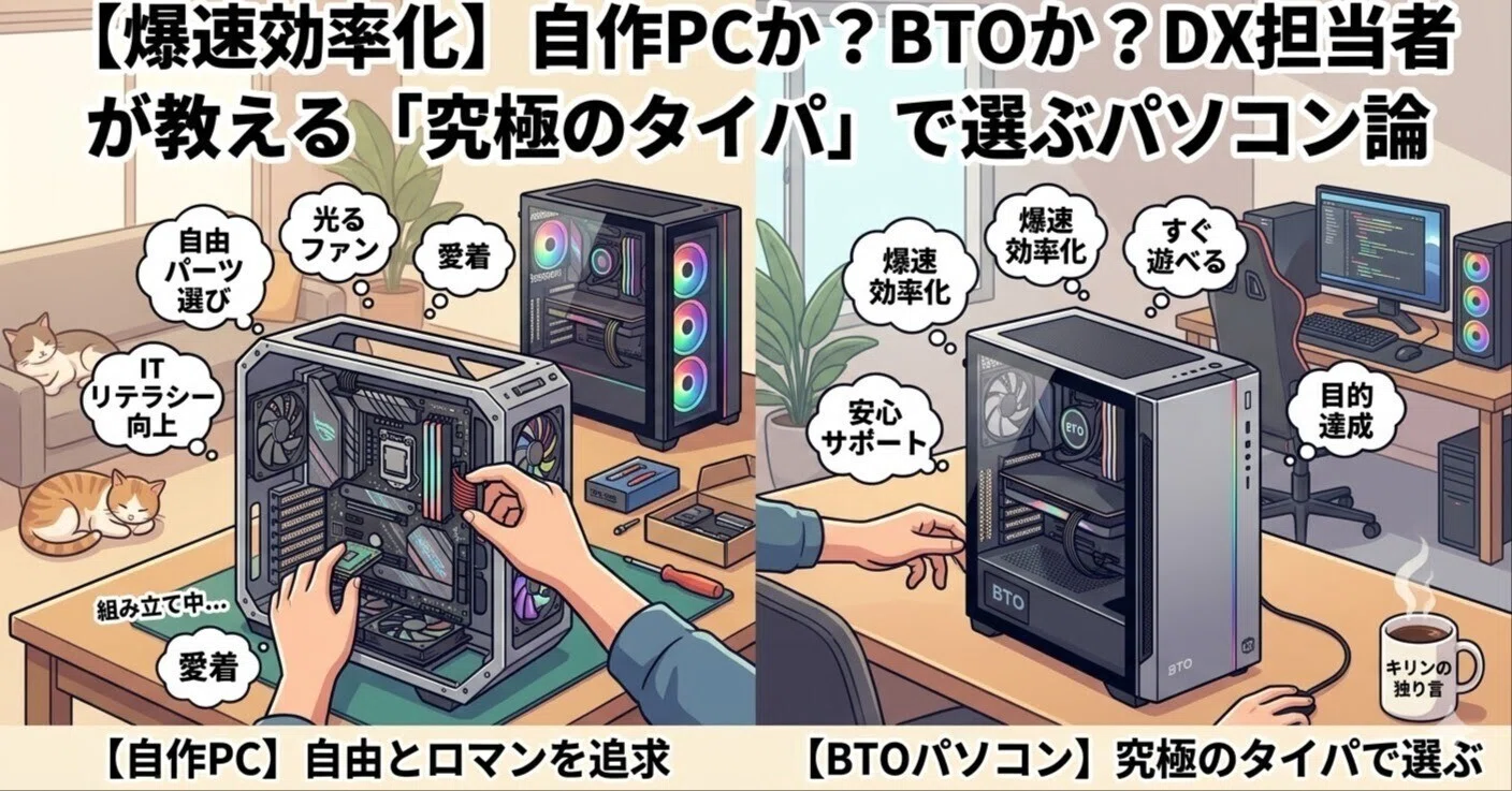 爆速効率化】自作PCか？BTOか？DX担当者が教える「究極のタイパ」で
