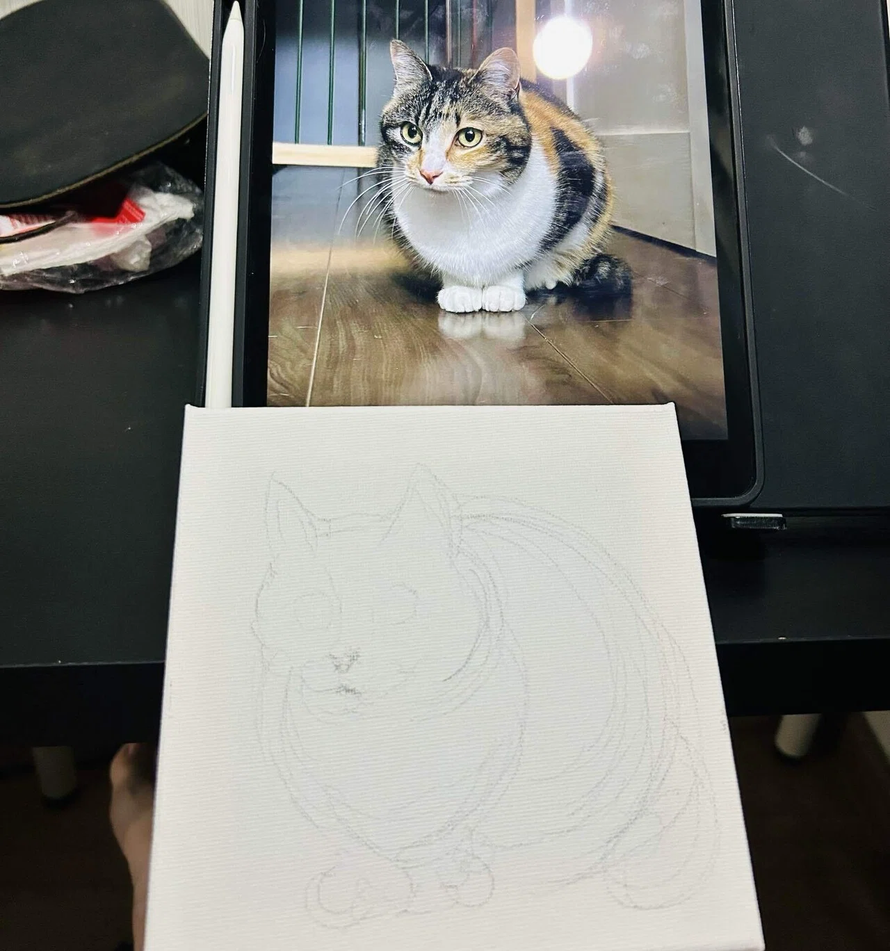 アクリル絵の具で愛猫かいてみたら思ってたんとなんかちがう。けどまあ